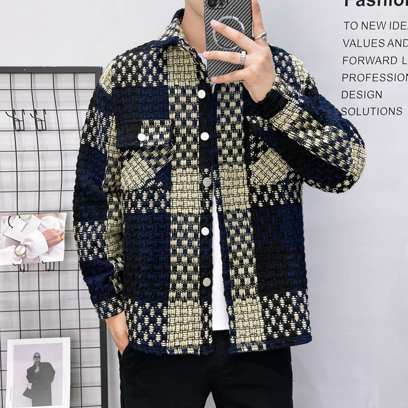 Flannel Shirt Lined - 2025년 봄 신상품 남성용 두꺼운 체크