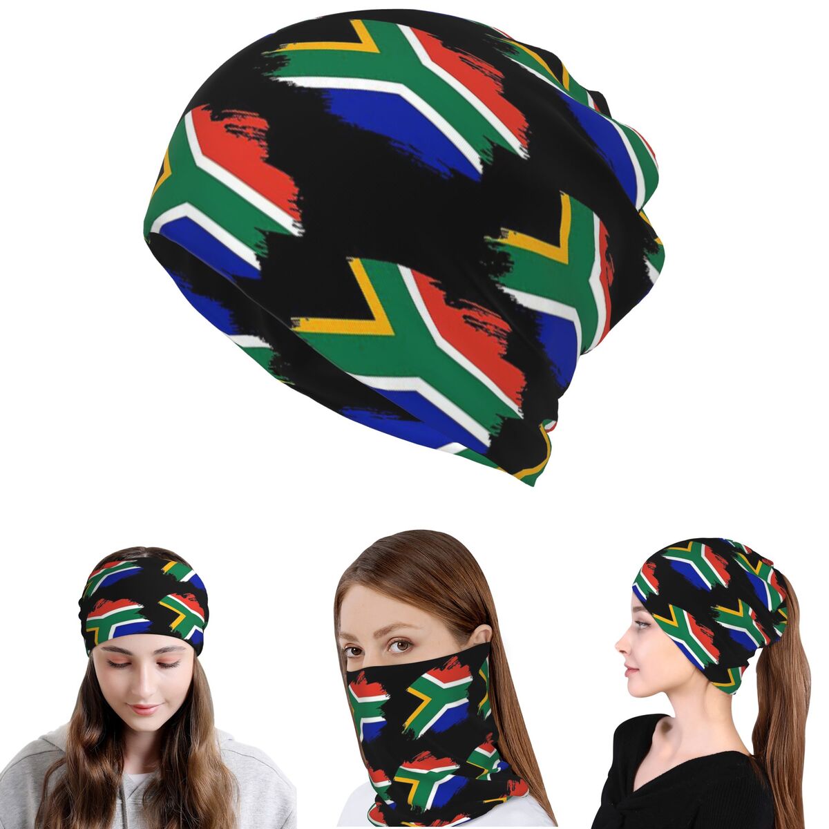 Knit Beanie Hat Warm - 남아프리카 스프링보크스 플래그 반다나 넥 게이터