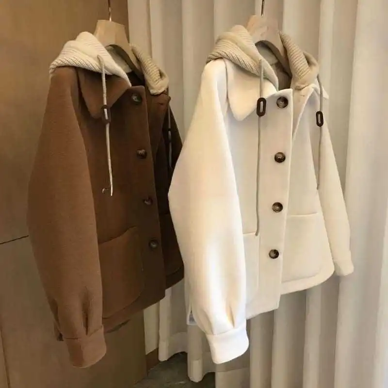 여성용 후드 모직 코트, 두꺼운 고급 모직 오버코트,  - Wool Coat Peacoat 리뷰 및 가격