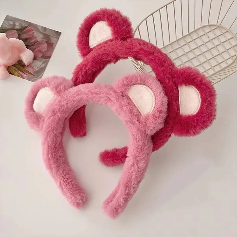 1-5PCS 귀여운 딸기 곰 플러시 헤어 후프 여성 가 - Winter Headband Fleece 리뷰 및 가격