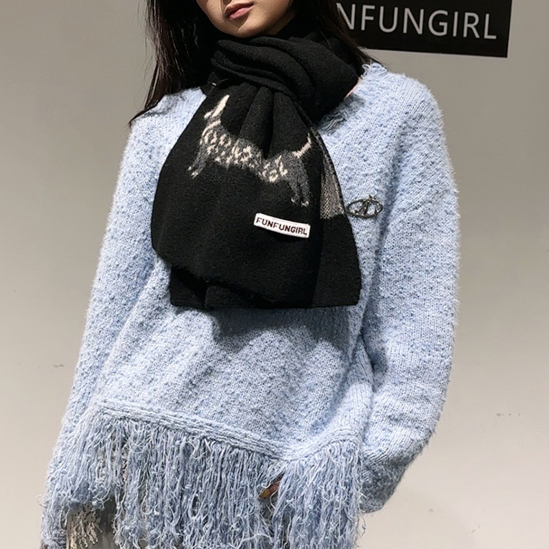 한국 버전 울 혼방 강아지 자카드 스카프 여성 남성 따 - Wool Scarf Men 리뷰 및 가격