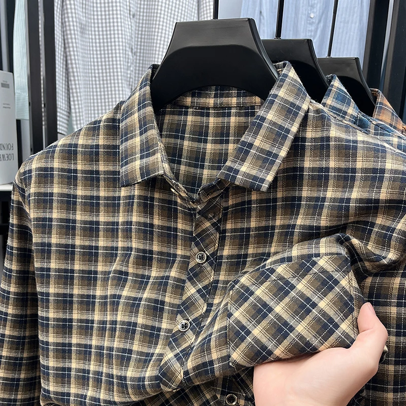 남성용 라펠 칼라 플래드 셔츠 긴팔 버튼다운 편안하고  - Flannel Shirt Lined 리뷰 및 가격