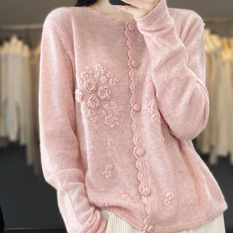 여성용 100% 순수 캐시미어 카디건 라운드 넥 손으로 - Wool Coat Peacoat 리뷰 및 가격