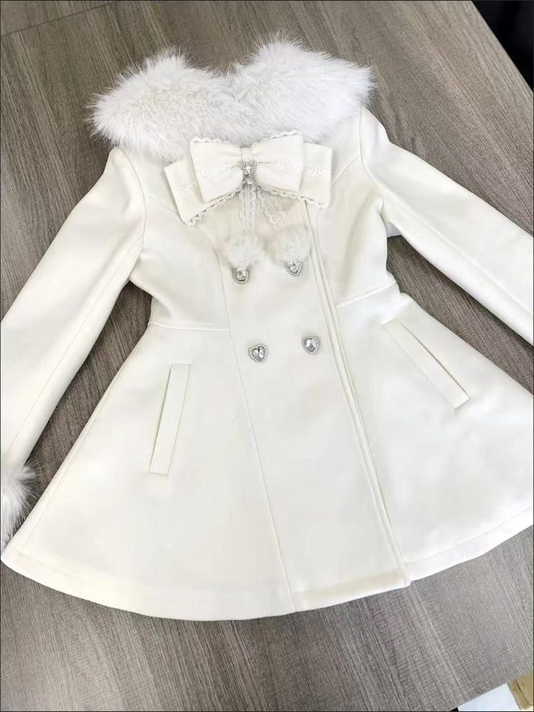 일본풍 가을 겨울 우아한 카와이 코트 여성용 인조 퍼  - Wool Coat Peacoat 리뷰 및 가격