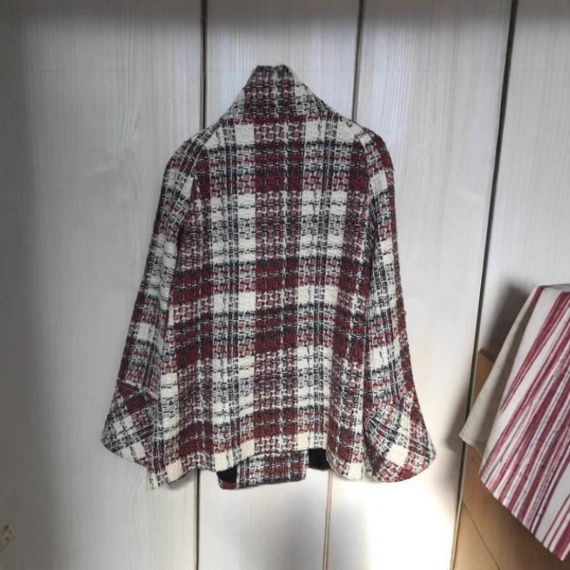 따뜻한 체크무늬 터틀넥 숄더 스트레이트 코트 여성 더블 - Wool Coat Peacoat 리뷰 및 가격